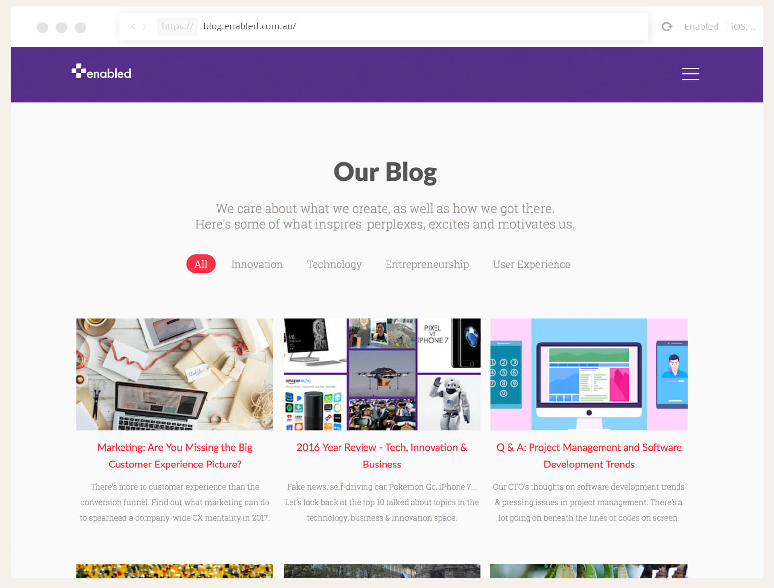 Enabled - blog landing